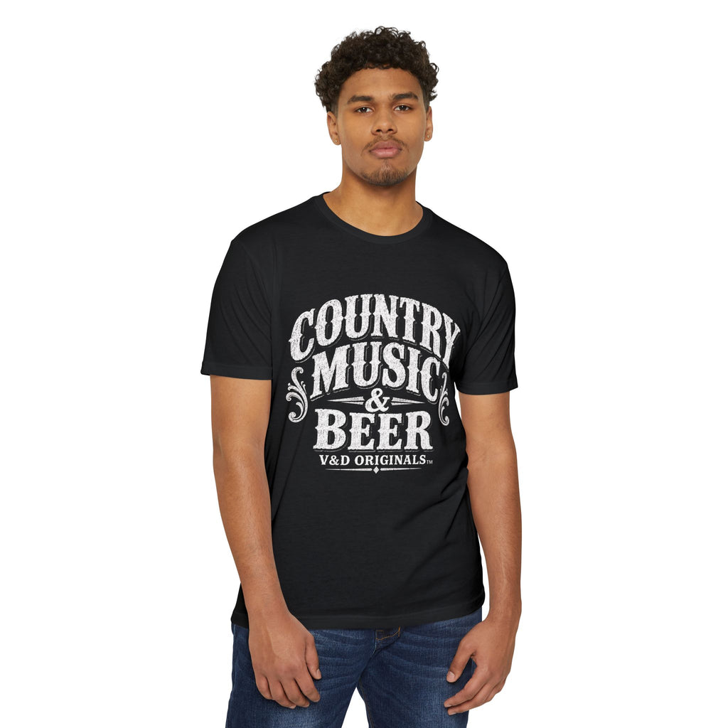 Country Music & Beer T-Shirt — Vintage Guitar Bar Tee