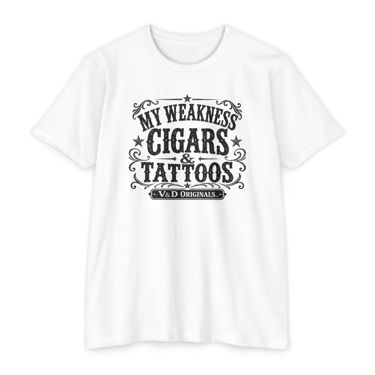 Cigars & Tattoos Graphic T-Shirt — "My Weakness Cigars & Tattoos" Vintage Tee