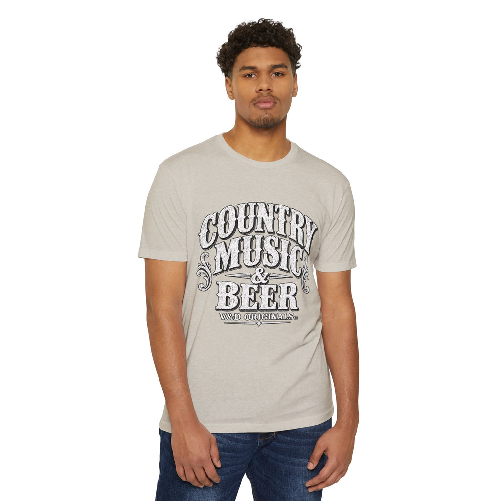Country Music & Beer T-Shirt — Vintage Guitar Bar Tee