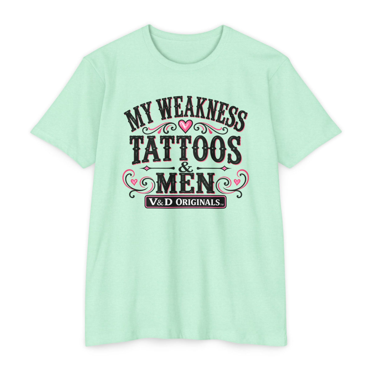 Womens "My Weakness: Tattoos & Men" Vintage Typography Tee