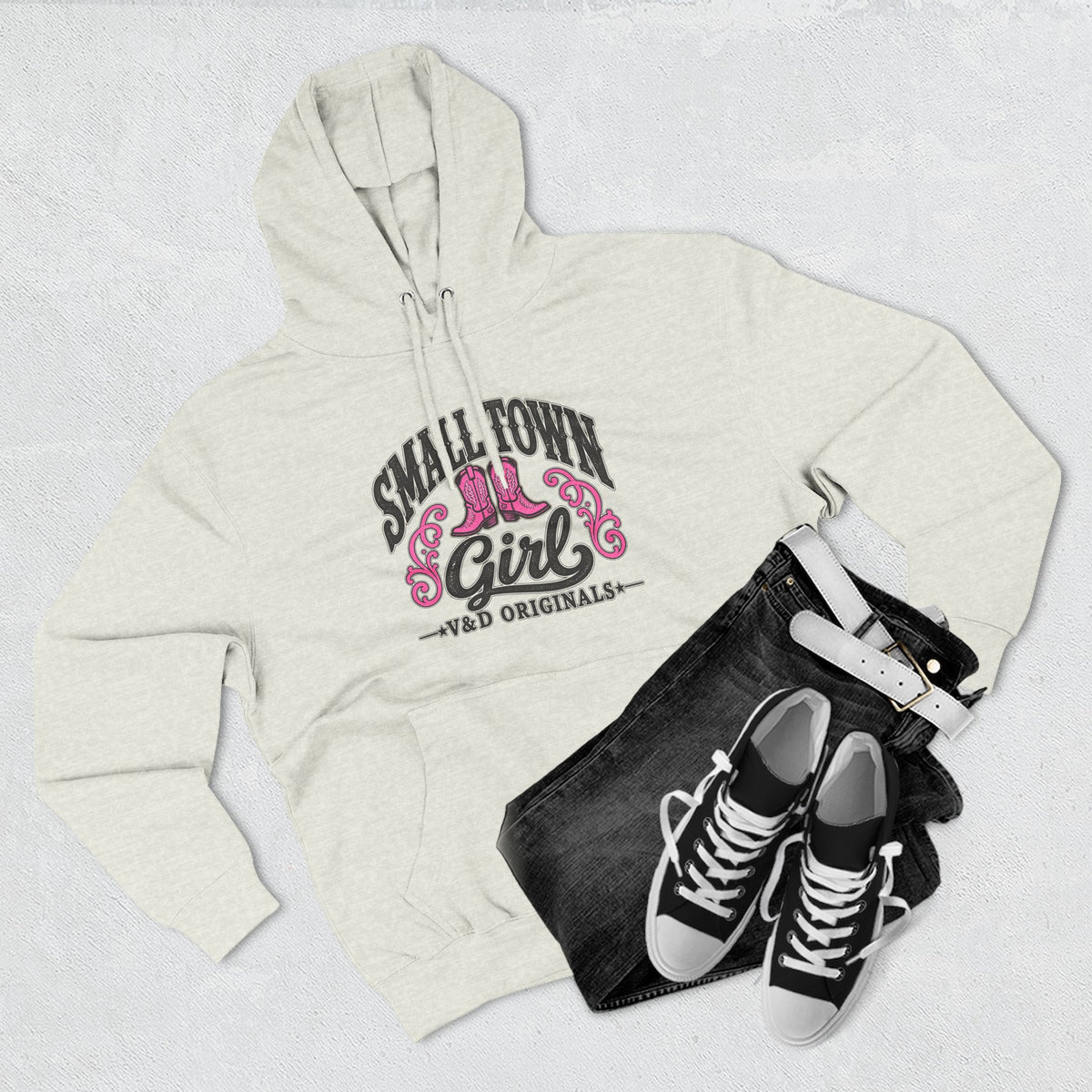 Small Town Girl - Pink Boots Pullover Hoodie