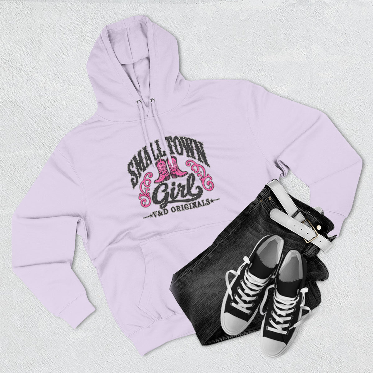 Small Town Girl - Pink Boots Pullover Hoodie