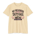 Womens "My Weakness: Tattoos & Men" Vintage Typography Tee