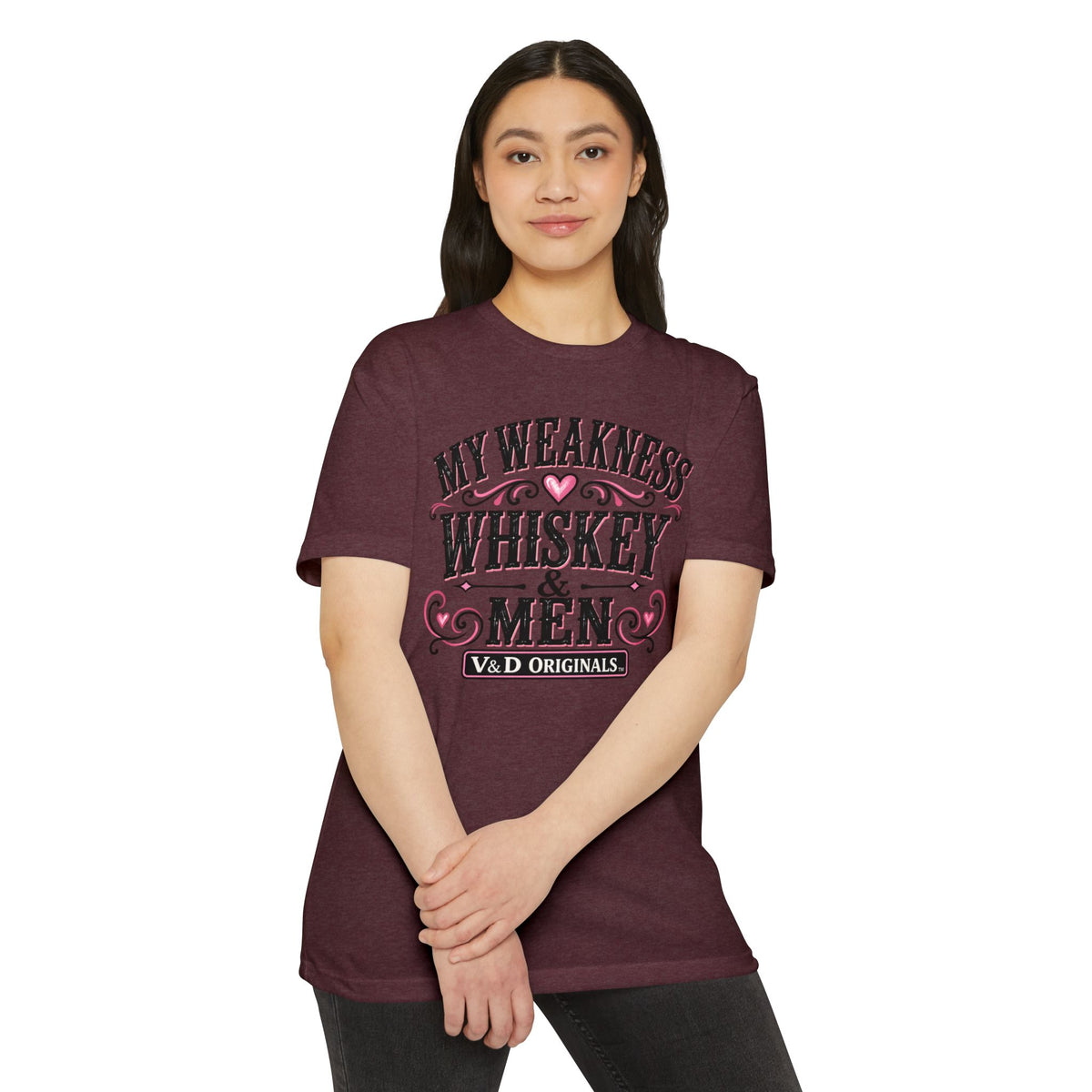 Womens Whiskey & Men Graphic T-Shirt — "My Weakness" Vintage Bar Tee