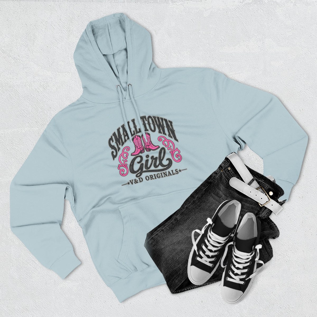 Small Town Girl - Pink Boots Pullover Hoodie