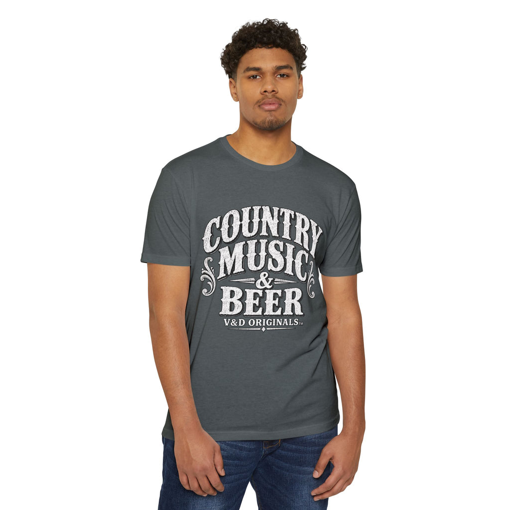Country Music & Beer T-Shirt — Vintage Guitar Bar Tee