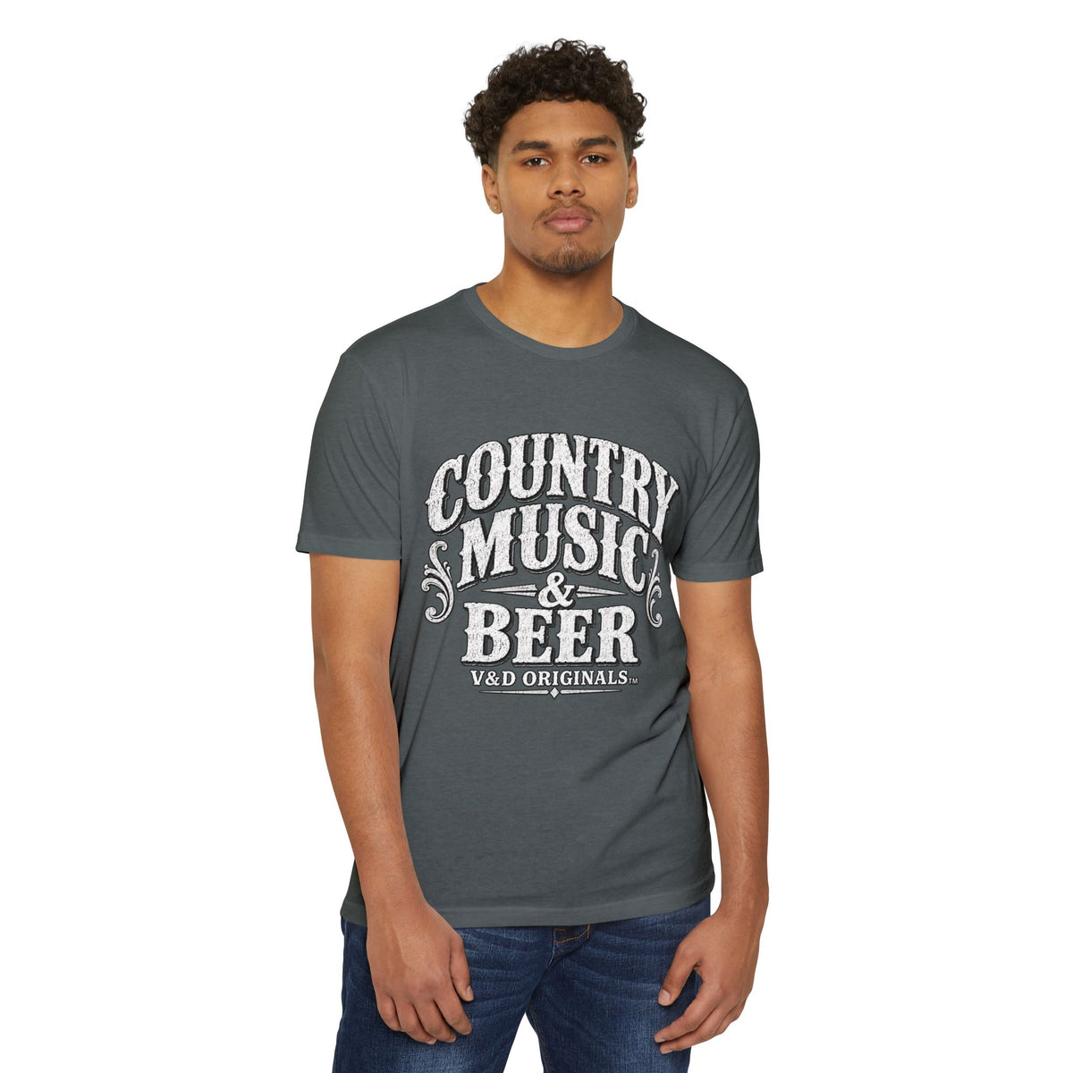 Country Music & Beer T-Shirt — Vintage Guitar Bar Tee