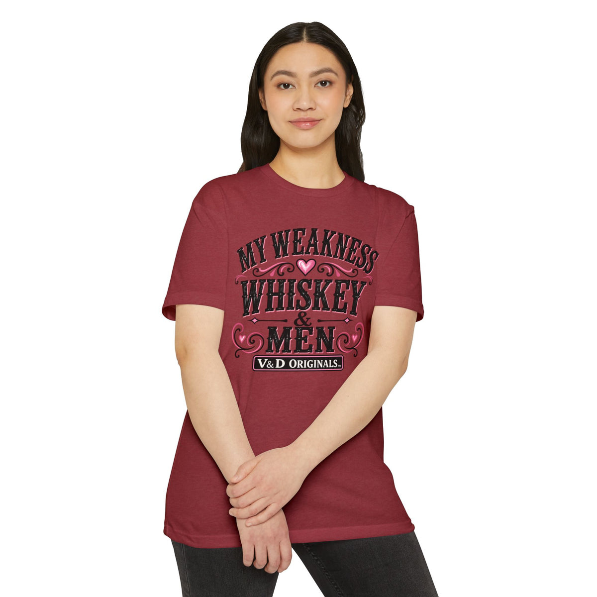 Womens Whiskey & Men Graphic T-Shirt — "My Weakness" Vintage Bar Tee
