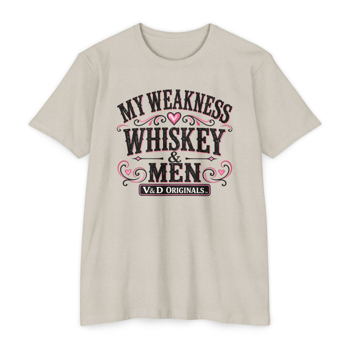 Womens Whiskey & Men Graphic T-Shirt — "My Weakness" Vintage Bar Tee