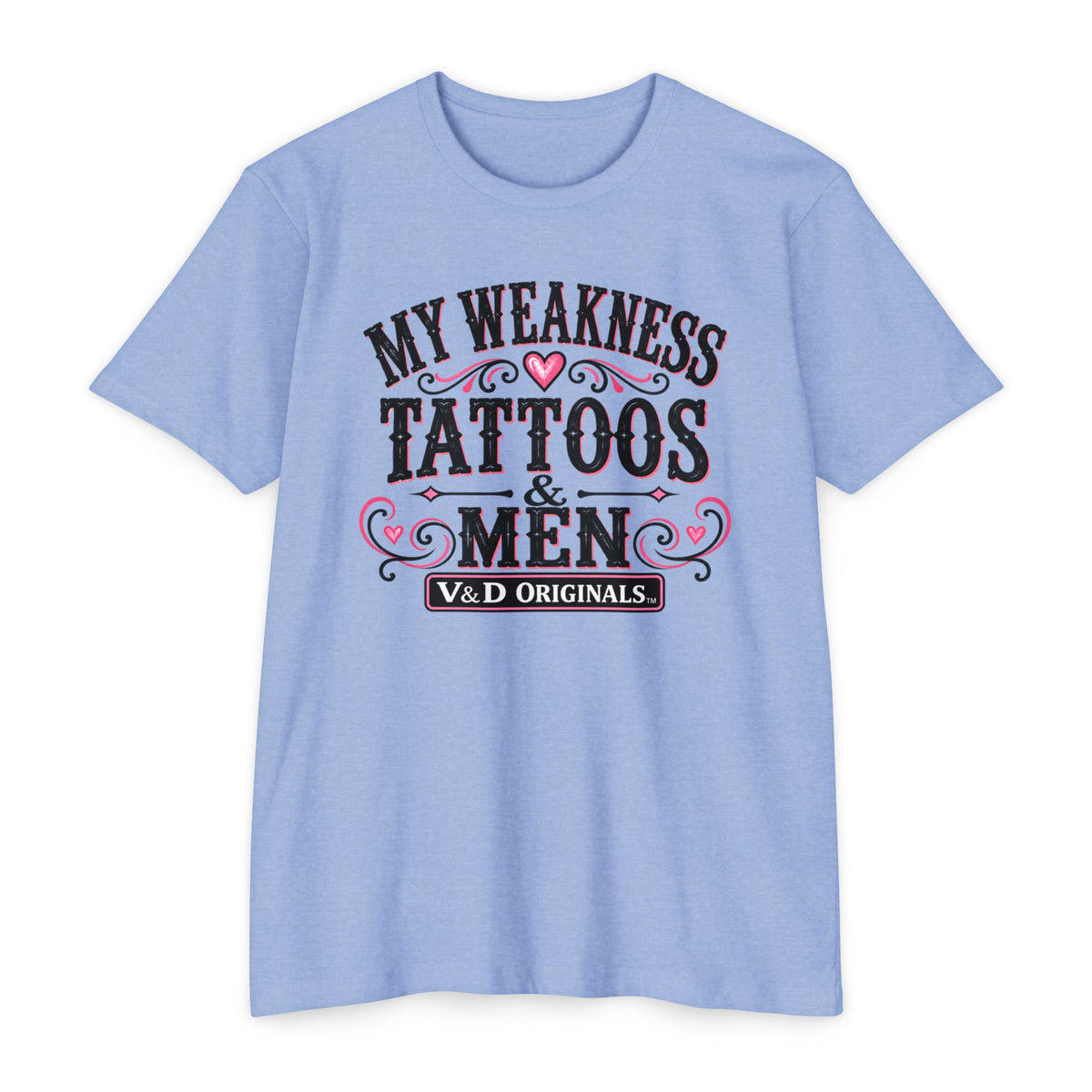 Womens "My Weakness: Tattoos & Men" Vintage Typography Tee