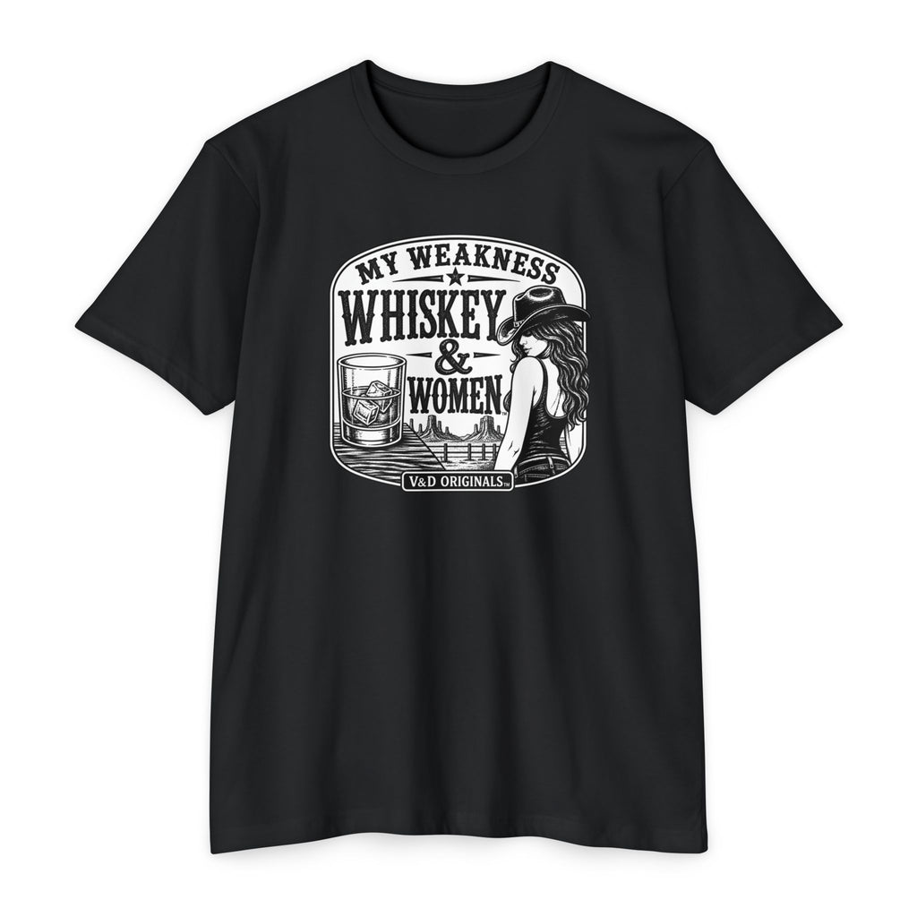 Whiskey & Women Vintage Graphic T-Shirt — "My Weakness" Bar Style Tee