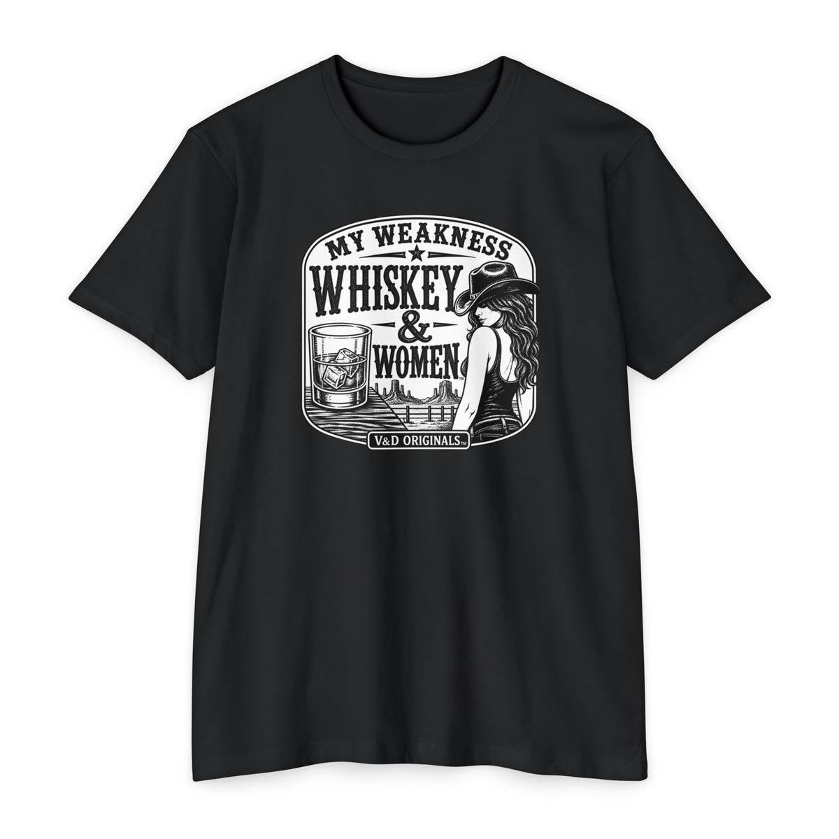 Whiskey & Women Vintage Graphic T-Shirt — "My Weakness" Bar Style Tee