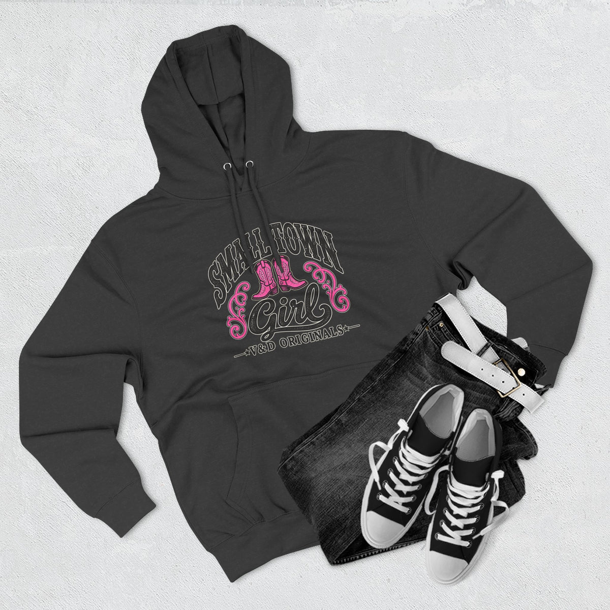 Small Town Girl - Pink Boots Pullover Hoodie