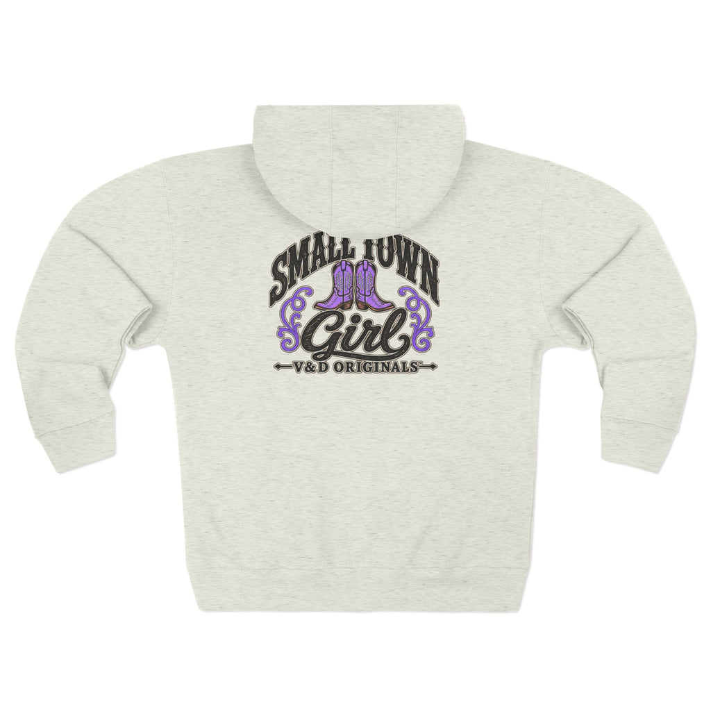 Small Town Girl Zip Hoodie — Purple Boots