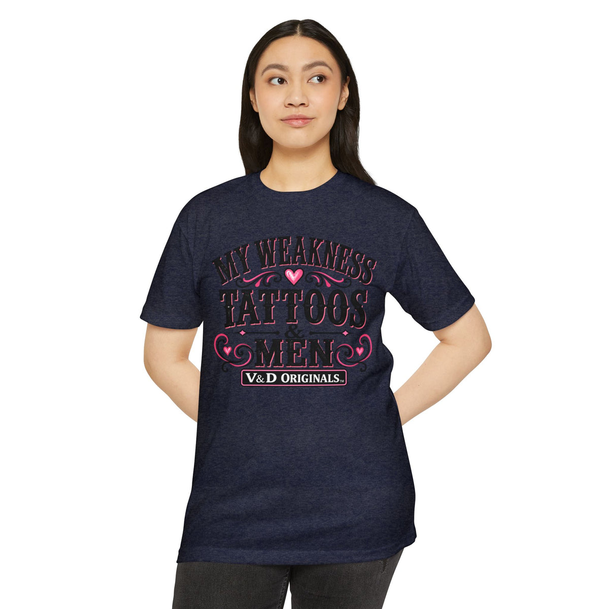 Womens "My Weakness: Tattoos & Men" Vintage Typography Tee