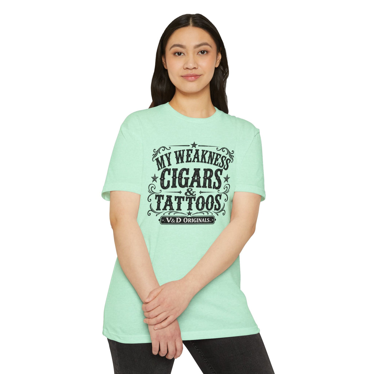 Cigars & Tattoos Graphic T-Shirt — "My Weakness Cigars & Tattoos" Vintage Tee