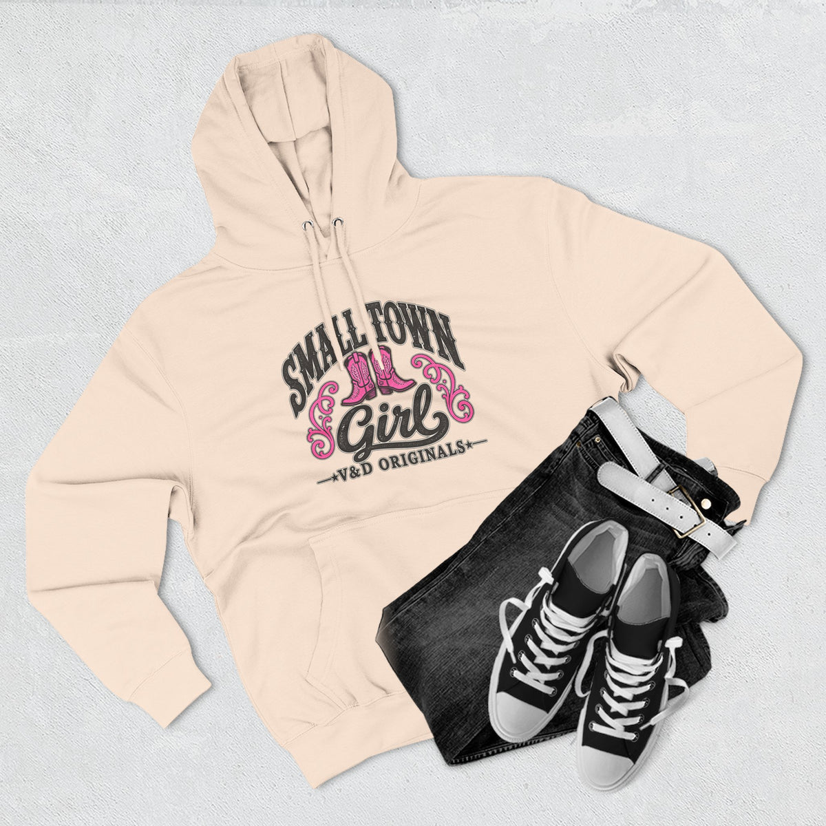 Small Town Girl - Pink Boots Pullover Hoodie