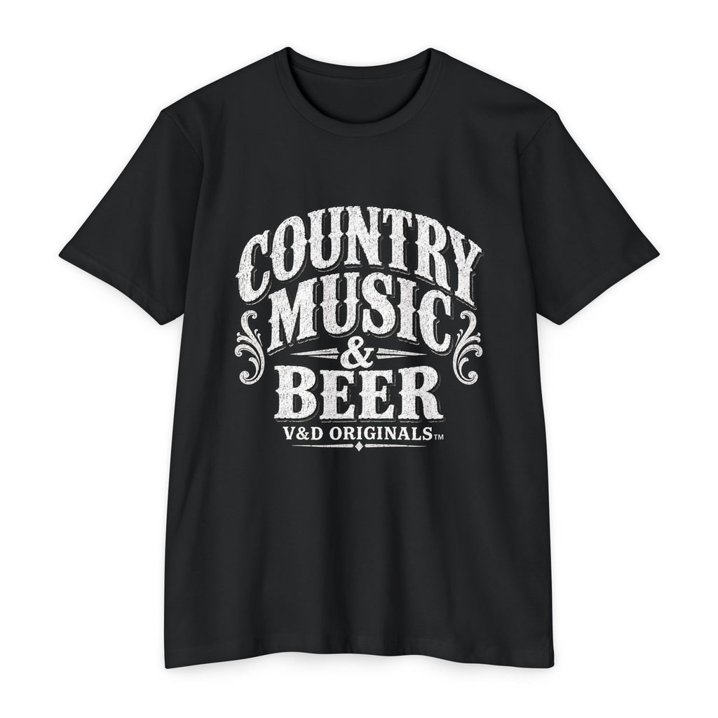 Country Music & Beer T-Shirt — Vintage Guitar Bar Tee