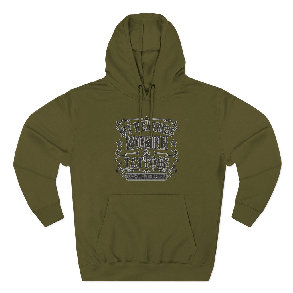 My Weakness: Women & Tattoos Hoodie — Women's Graphic Fleece Pullover