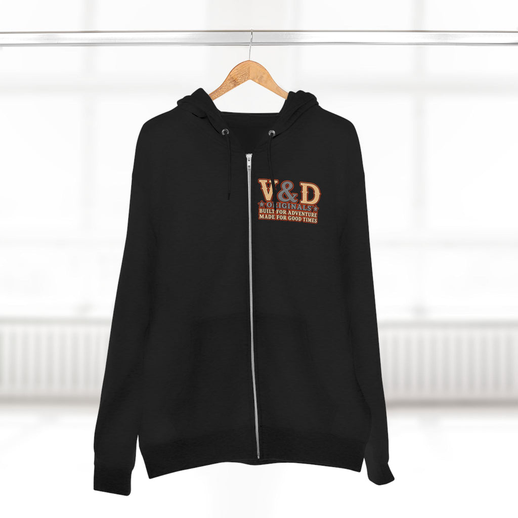 Country Music & Beer Zip Hoodie — V&D Originals Vintage Western Logo