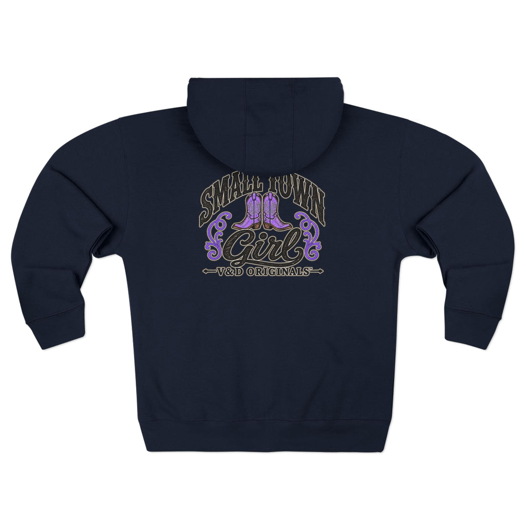 Small Town Girl Zip Hoodie — Purple Boots