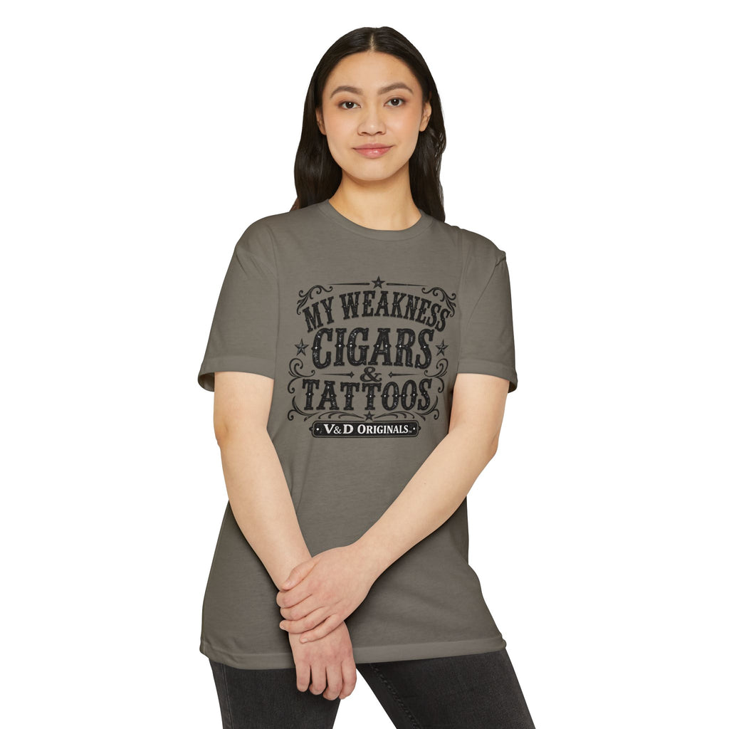 Cigars & Tattoos Graphic T-Shirt — "My Weakness Cigars & Tattoos" Vintage Tee
