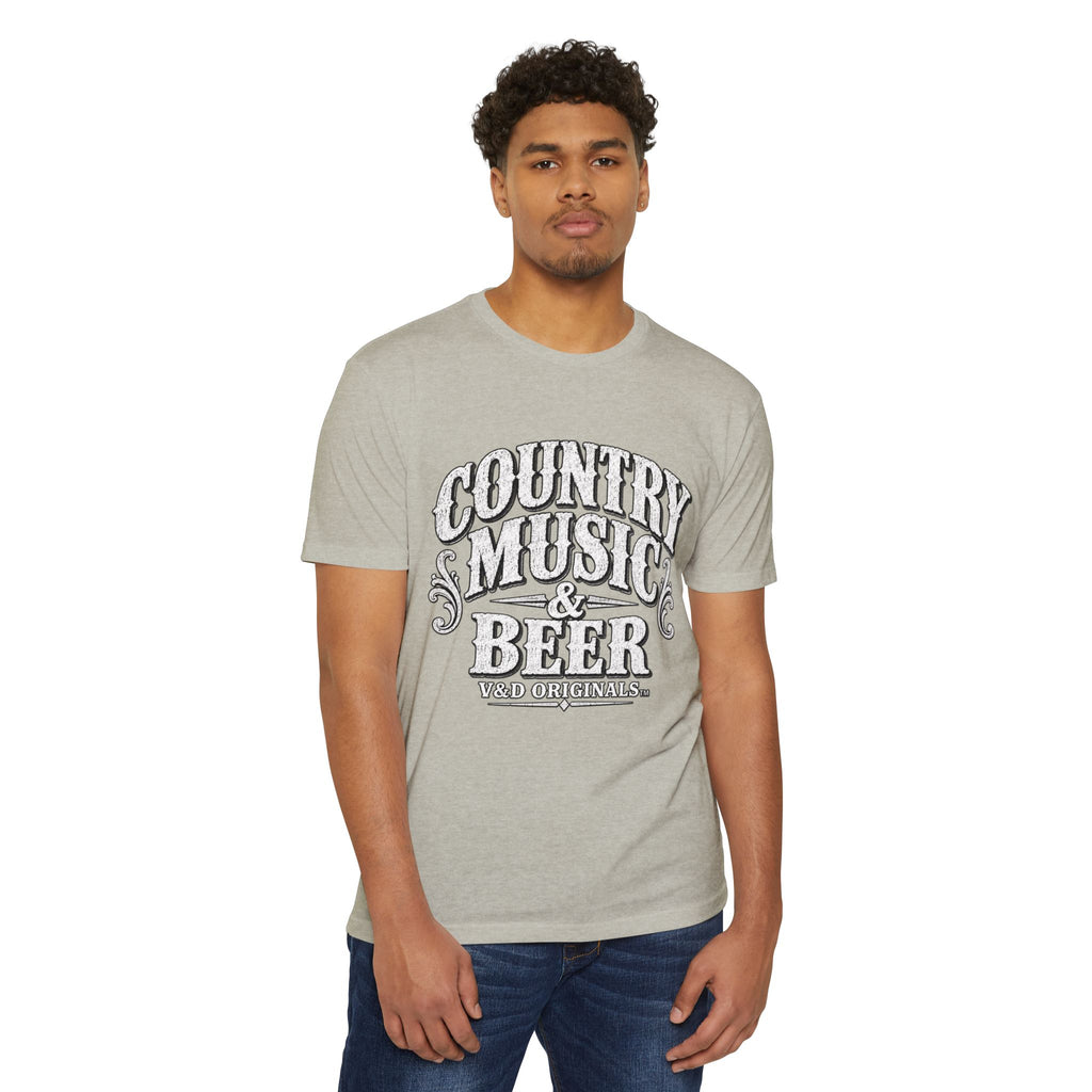 Country Music & Beer T-Shirt — Vintage Guitar Bar Tee