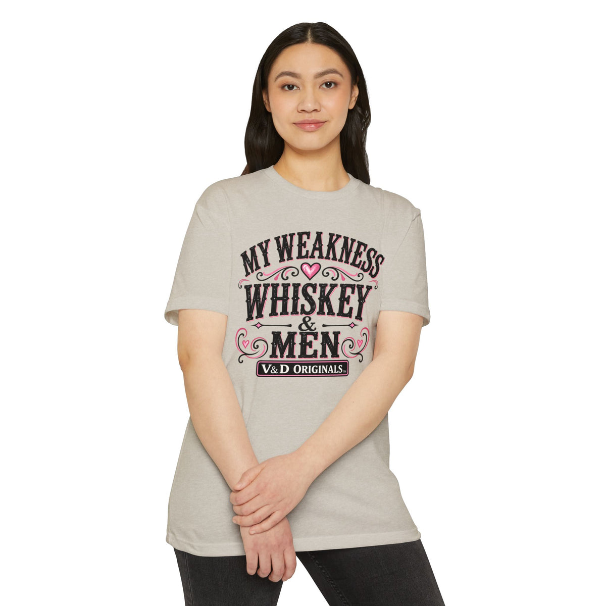 Womens Whiskey & Men Graphic T-Shirt — "My Weakness" Vintage Bar Tee
