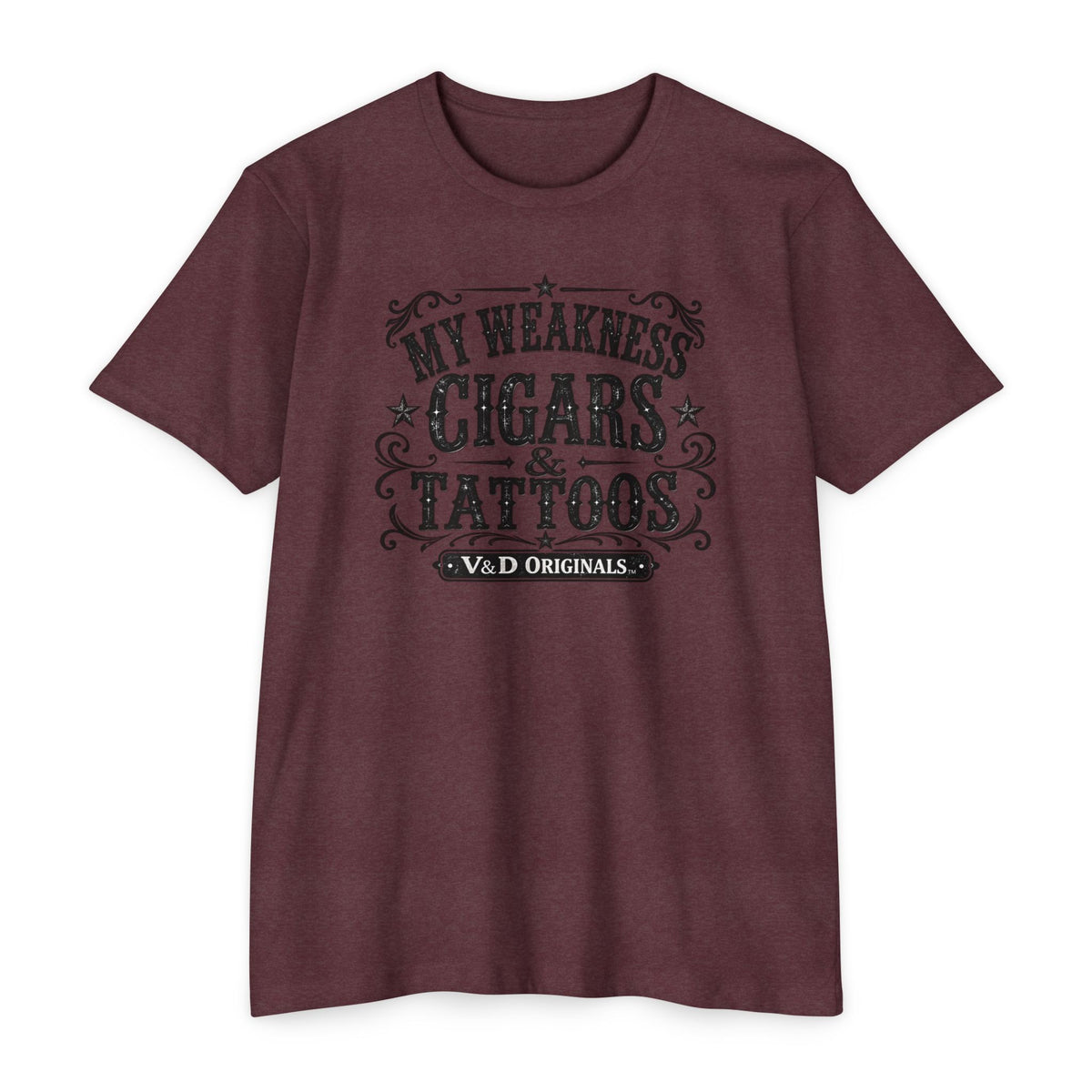 Cigars & Tattoos Graphic T-Shirt — "My Weakness Cigars & Tattoos" Vintage Tee