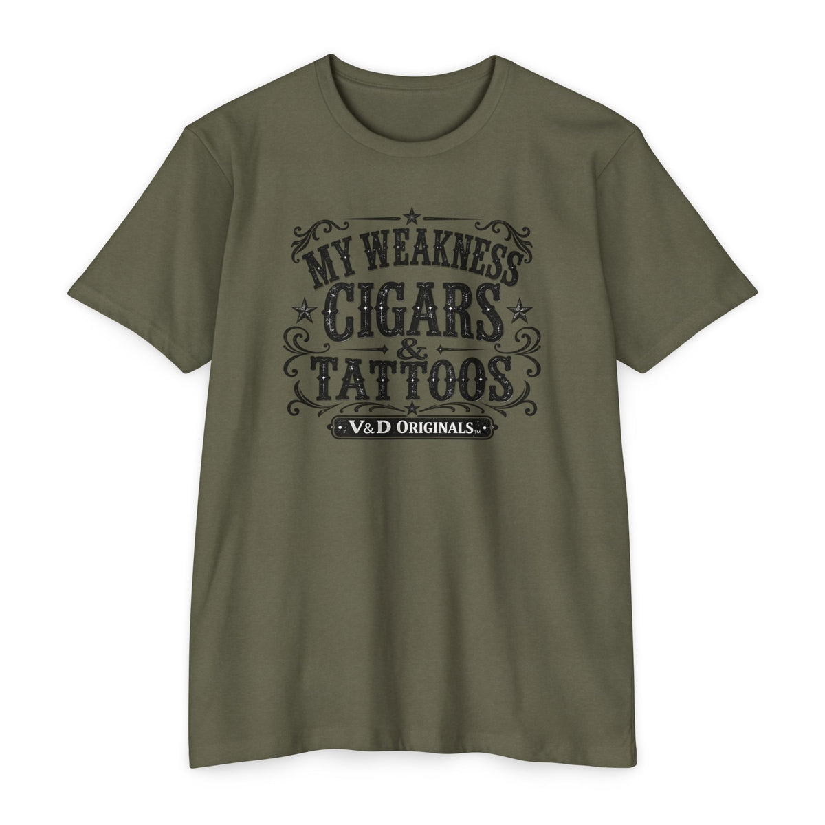 Cigars & Tattoos Graphic T-Shirt — "My Weakness Cigars & Tattoos" Vintage Tee