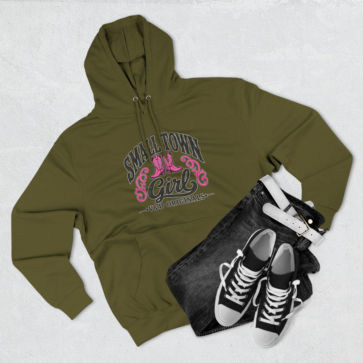 Small Town Girl - Pink Boots Pullover Hoodie