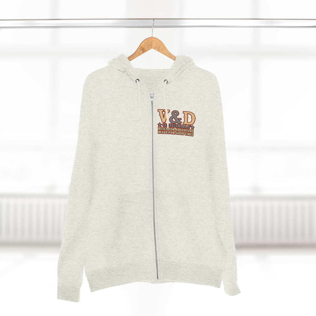 Country Music & Beer Zip Hoodie — V&D Originals Vintage Western Logo