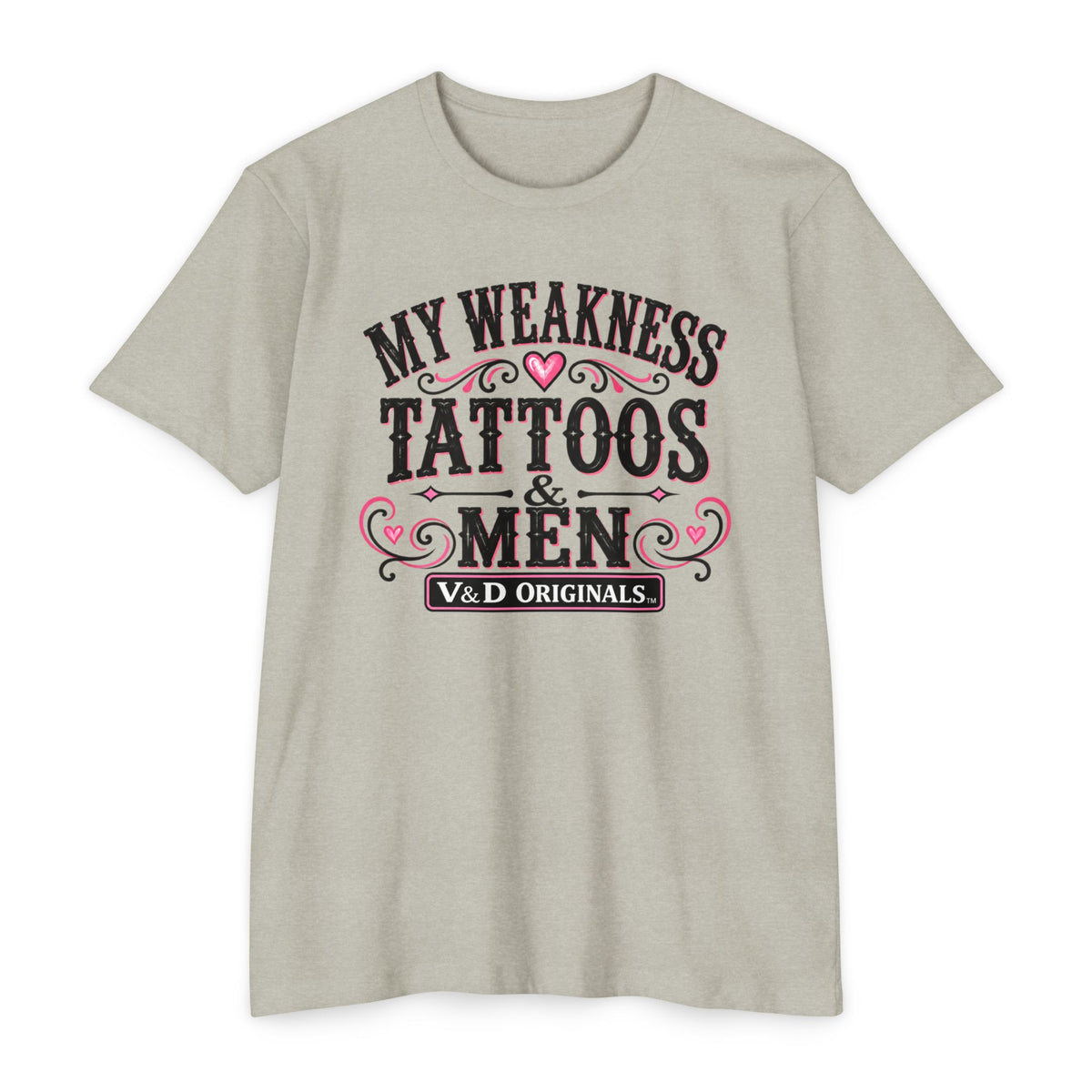 Womens "My Weakness: Tattoos & Men" Vintage Typography Tee