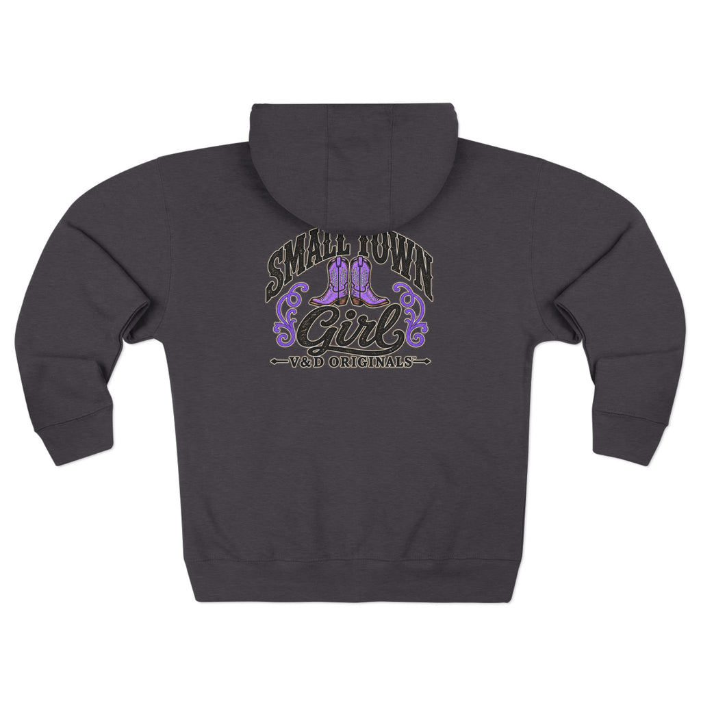 Small Town Girl Zip Hoodie — Purple Boots
