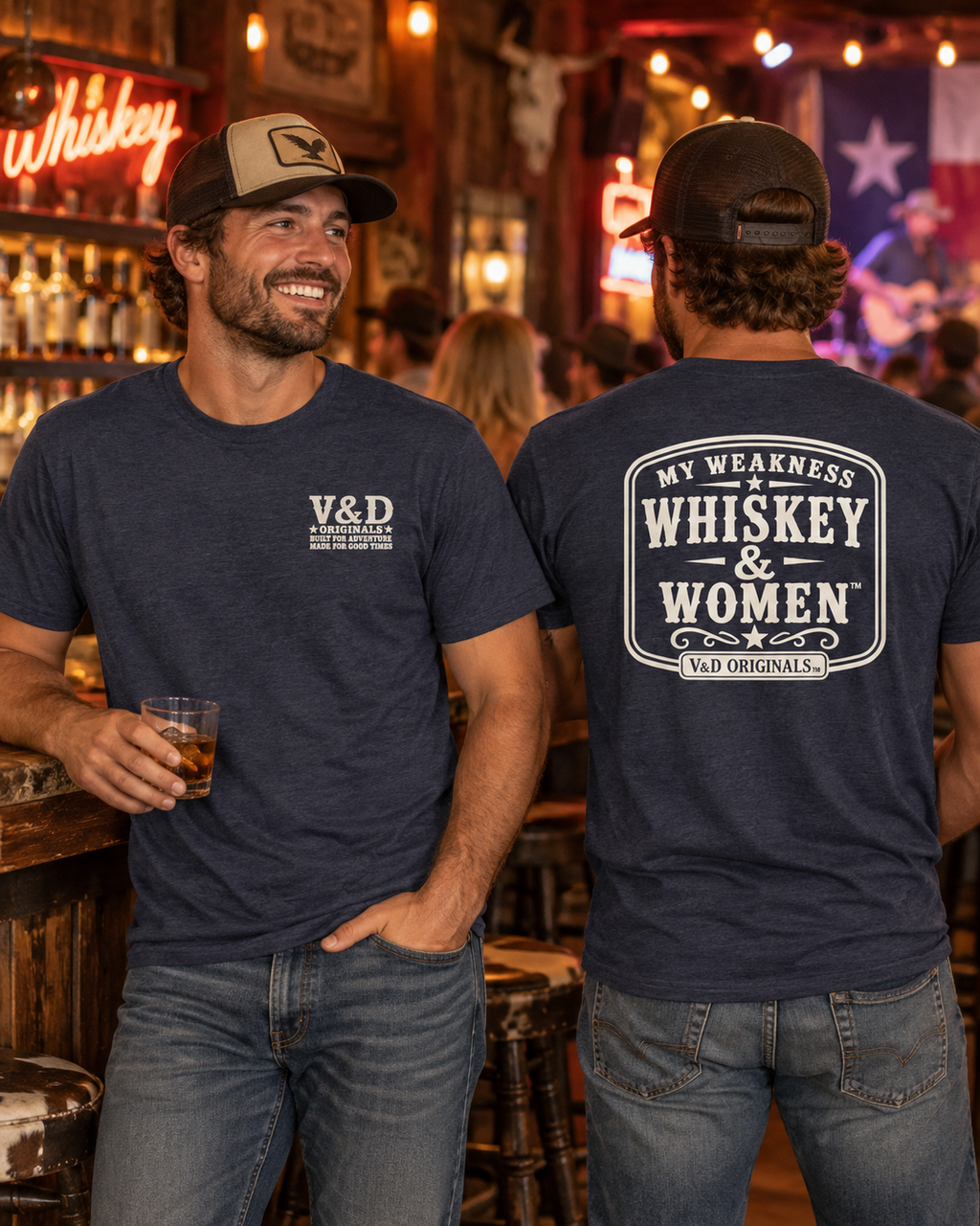 Whiskey & Women Graphic T-Shirt — 'My Weakness: Whiskey & Women' Vintage Tee
