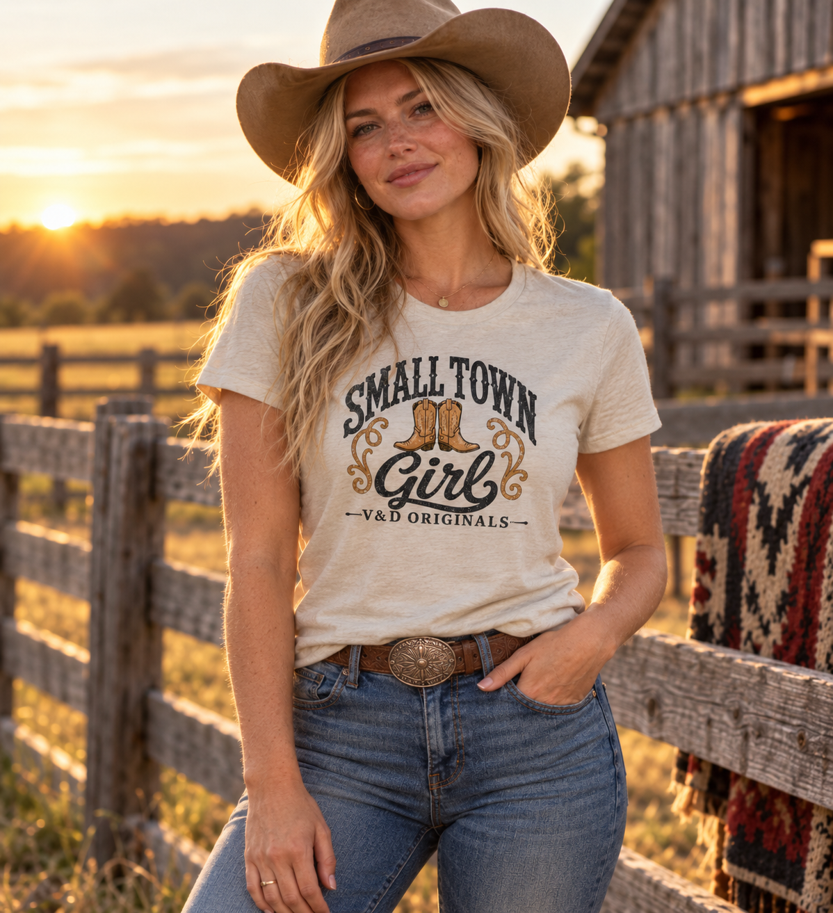 Small Town Girl T-Shirt — Tan boots
