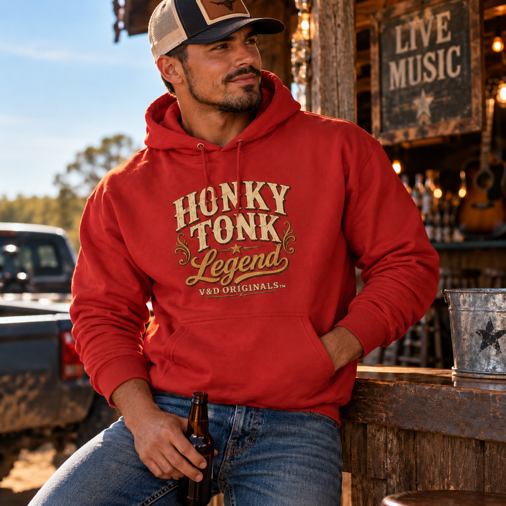 Hoodie — "Honky Tonk Legend" Vintage Western Music Fleece Hoodie