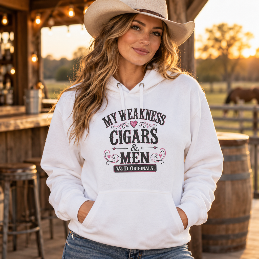 My Weakness: Cigars & Men - Three-Panel Fleece Hoodie