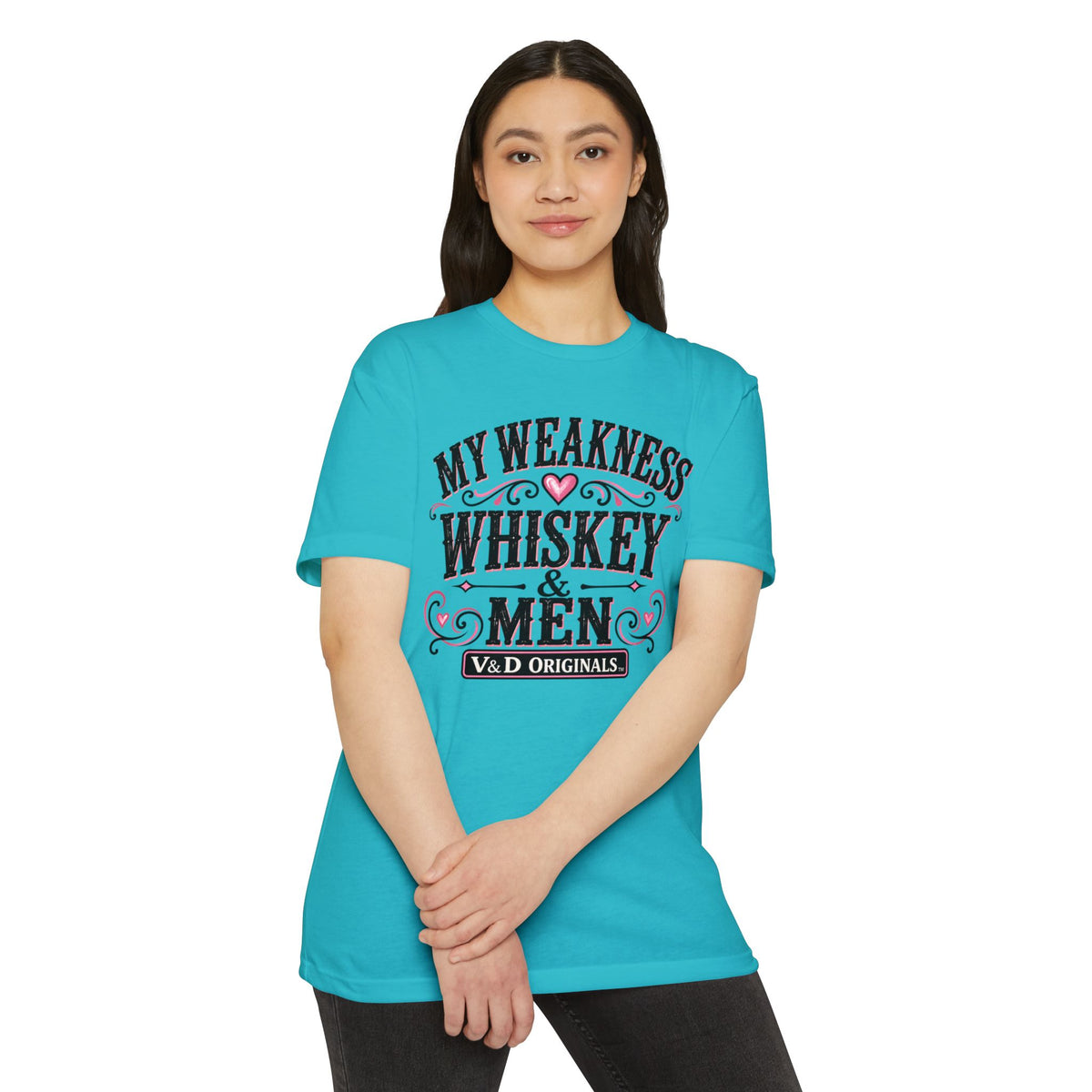 Womens Whiskey & Men Graphic T-Shirt — "My Weakness" Vintage Bar Tee