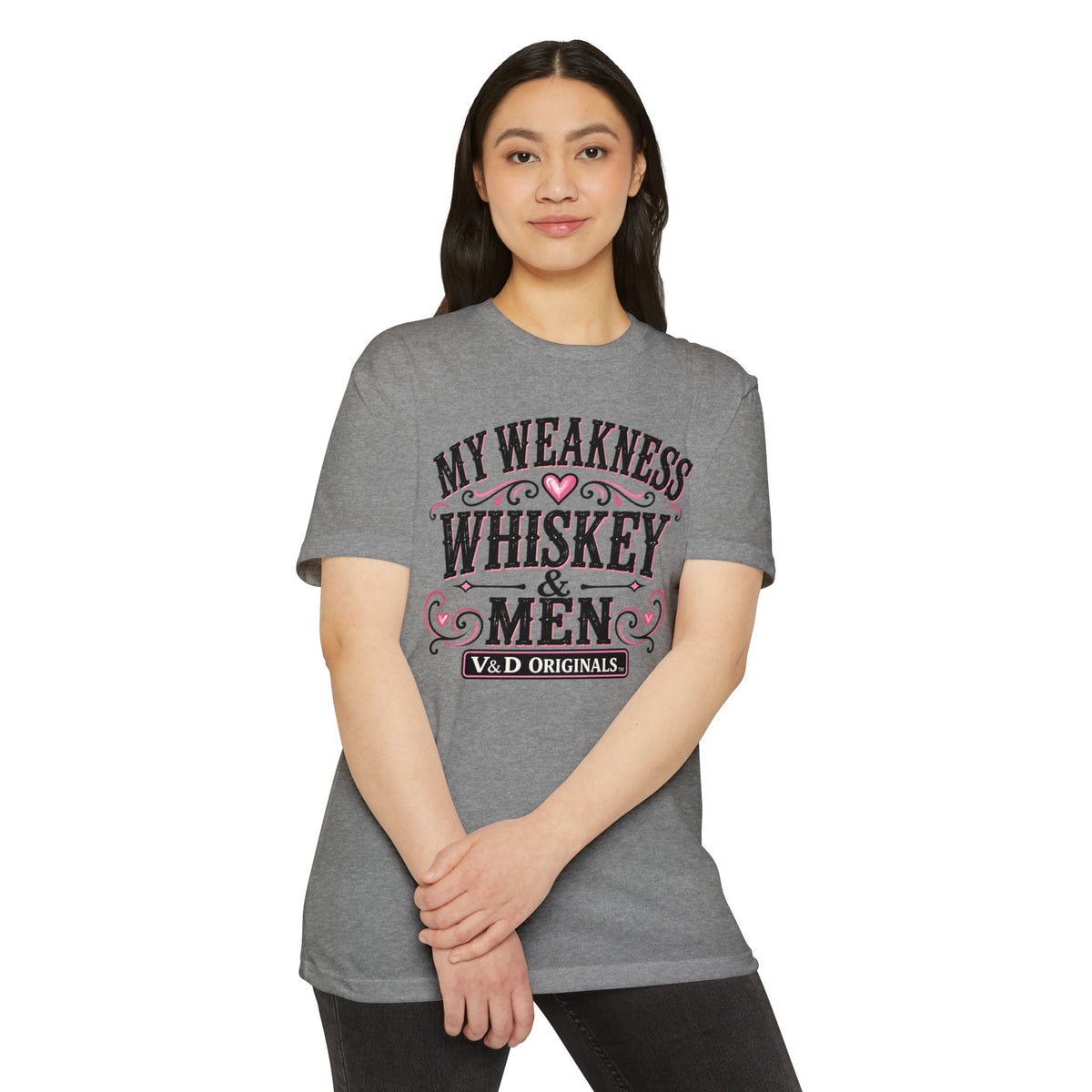 Womens Whiskey & Men Graphic T-Shirt — "My Weakness" Vintage Bar Tee