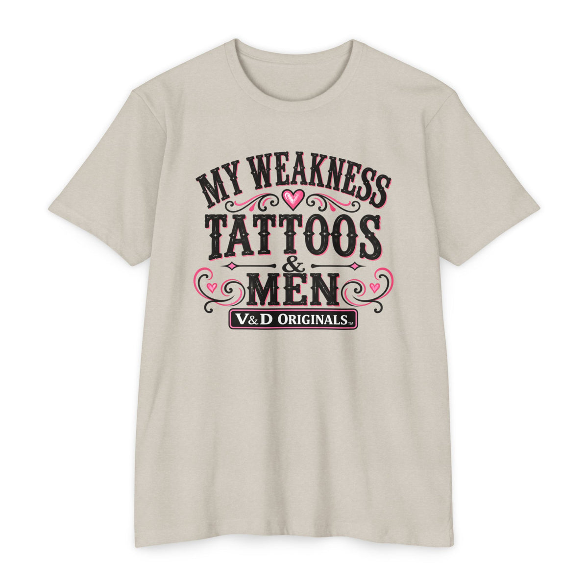 Womens "My Weakness: Tattoos & Men" Vintage Typography Tee