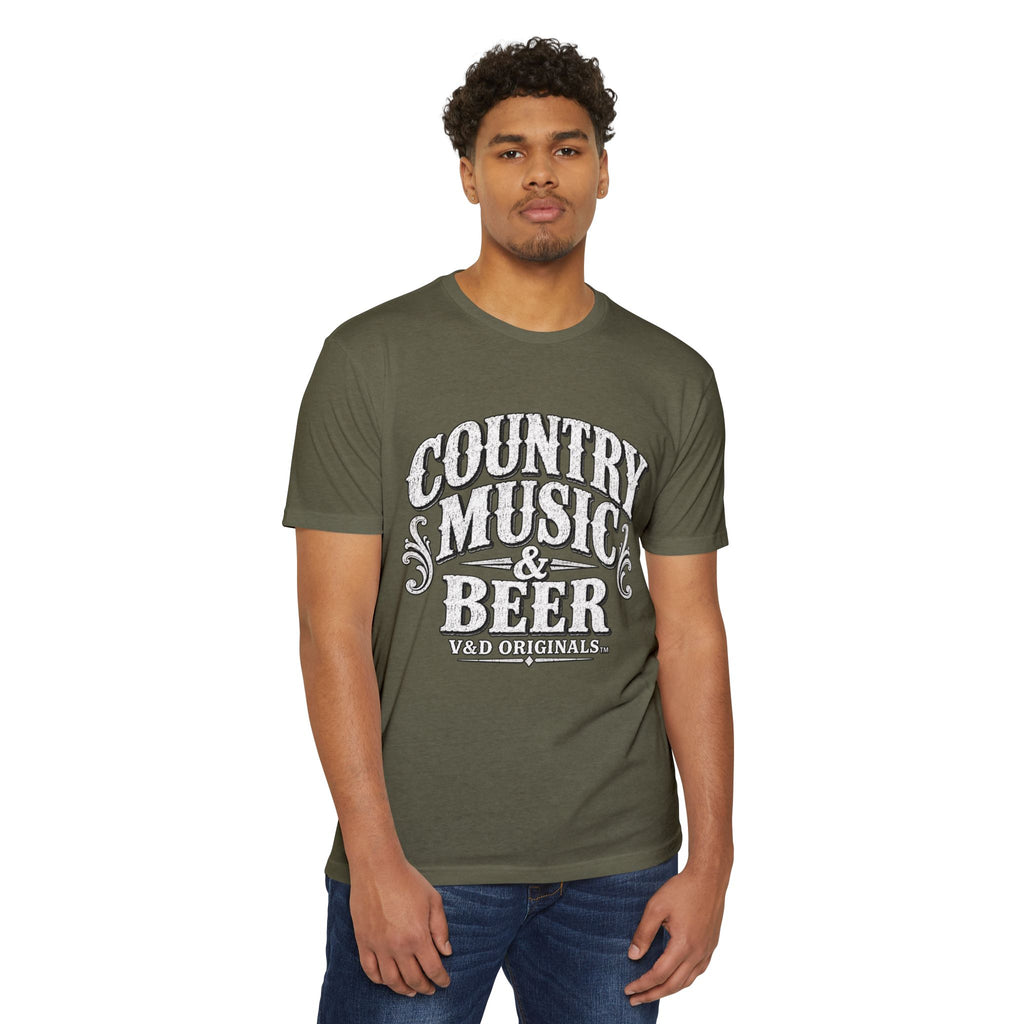 Country Music & Beer T-Shirt — Vintage Guitar Bar Tee