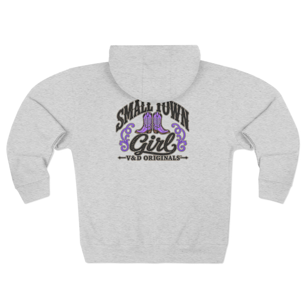 Small Town Girl Zip Hoodie — Purple Boots