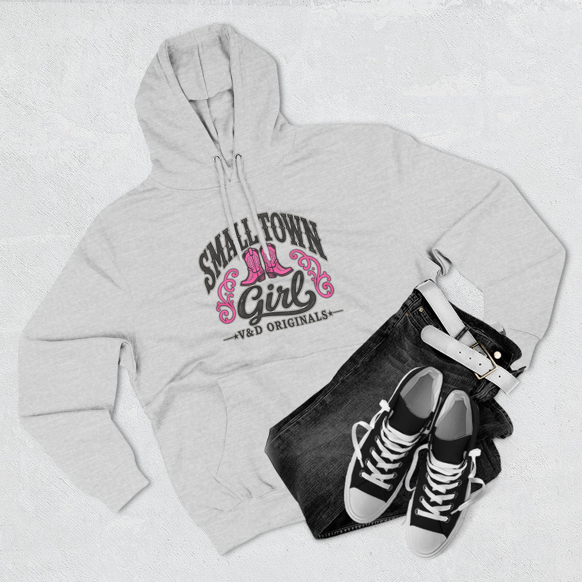 Small Town Girl - Pink Boots Pullover Hoodie