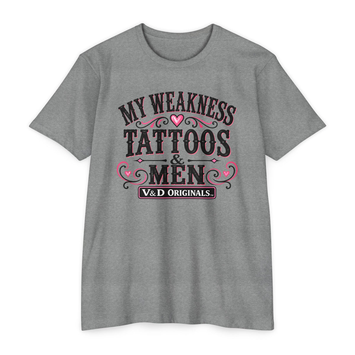 Womens "My Weakness: Tattoos & Men" Vintage Typography Tee