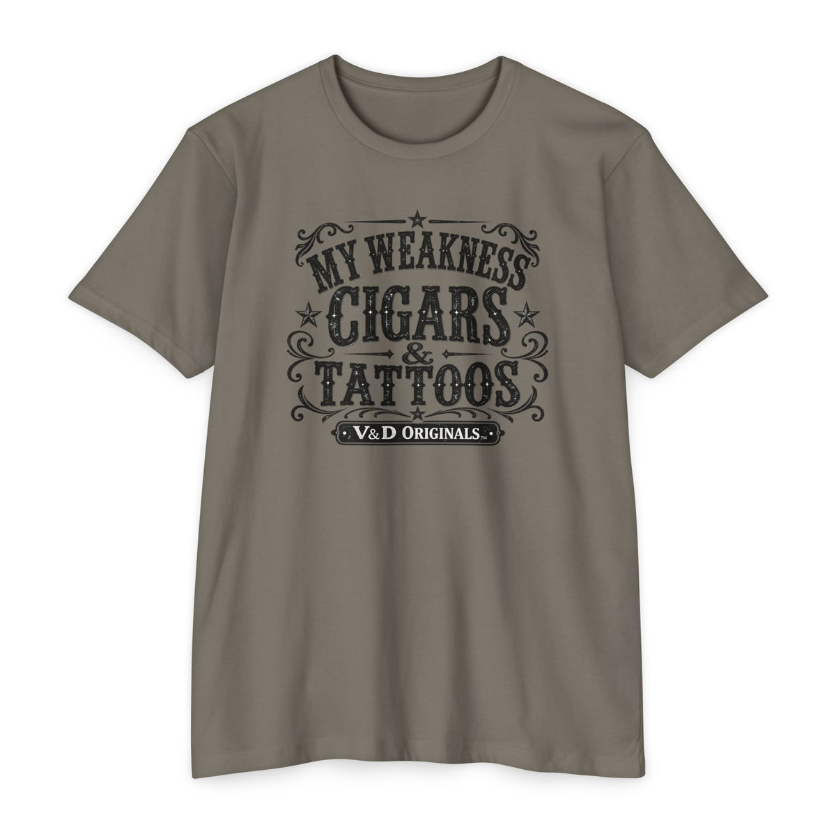 Cigars & Tattoos Graphic T-Shirt — "My Weakness Cigars & Tattoos" Vintage Tee