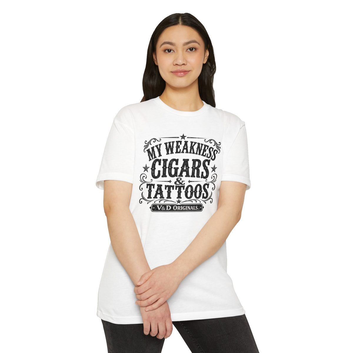 Cigars & Tattoos Graphic T-Shirt — "My Weakness Cigars & Tattoos" Vintage Tee