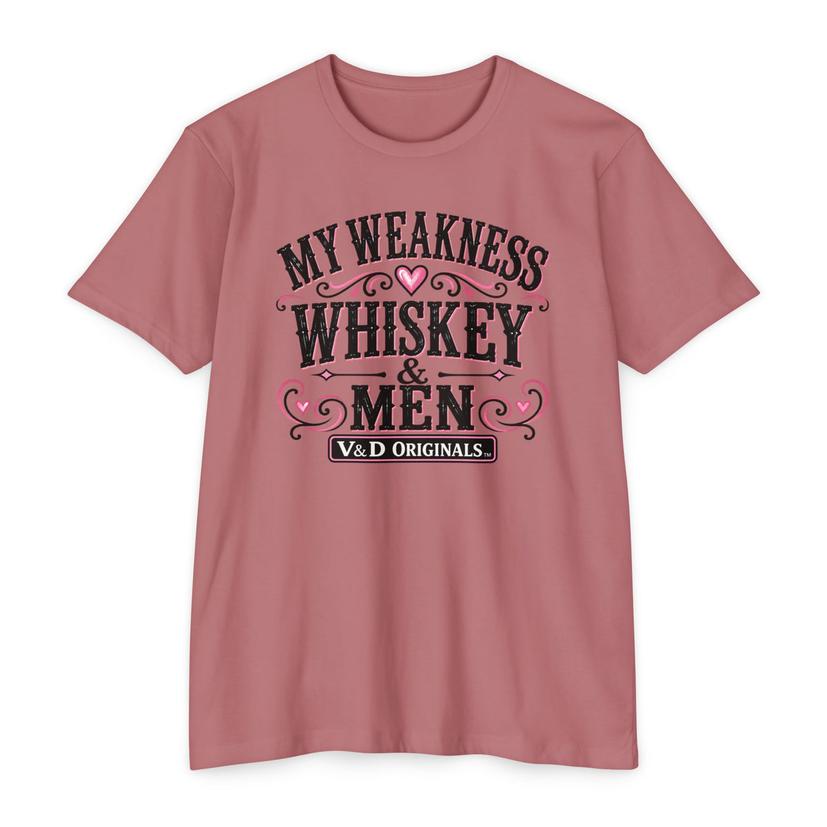 Womens Whiskey & Men Graphic T-Shirt — "My Weakness" Vintage Bar Tee