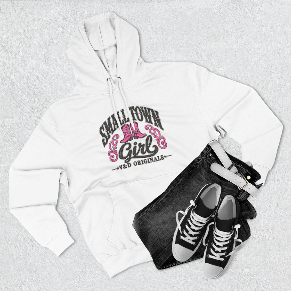 Small Town Girl - Pink Boots Pullover Hoodie