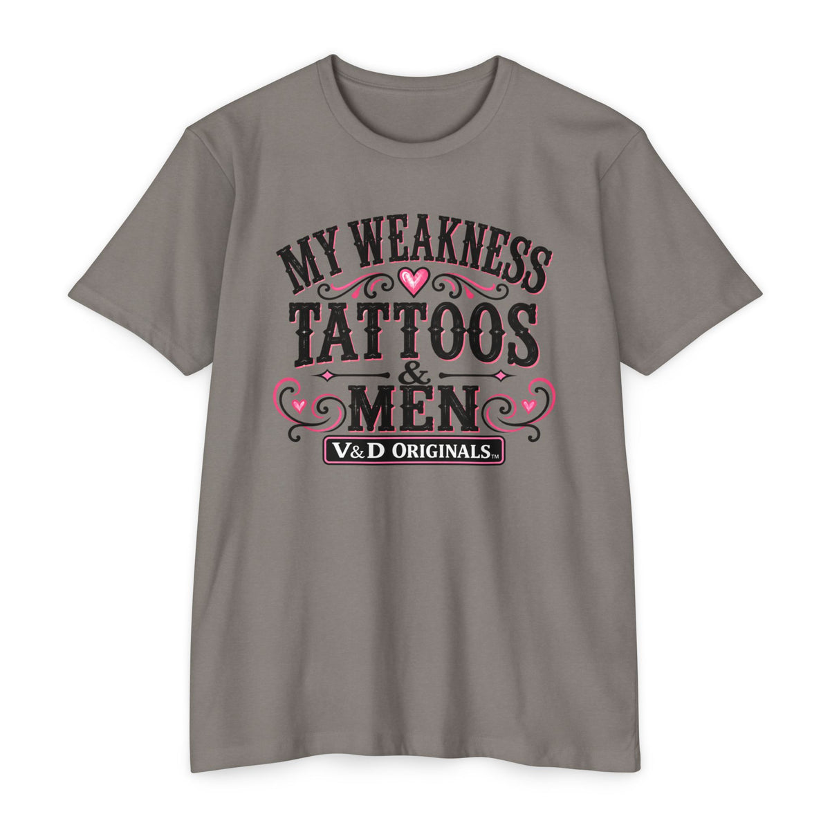 Womens "My Weakness: Tattoos & Men" Vintage Typography Tee